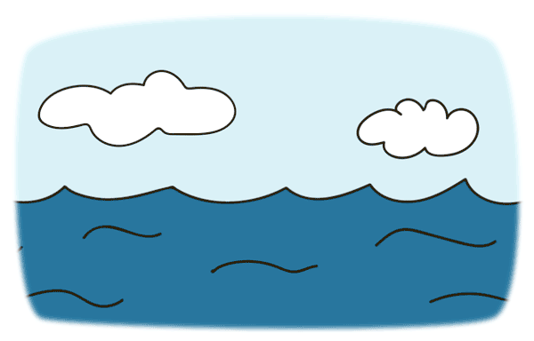 animation showing different forms of media like radio, TV, newspaper drifting along in the ocean